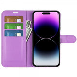 iPhone 15 Pro Etui Litchi Lilla