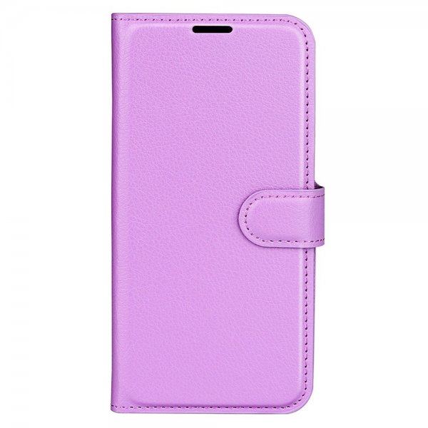 iPhone 15 Pro Etui Litchi Lilla