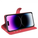 iPhone 15 Pro Etui Litchi Rød