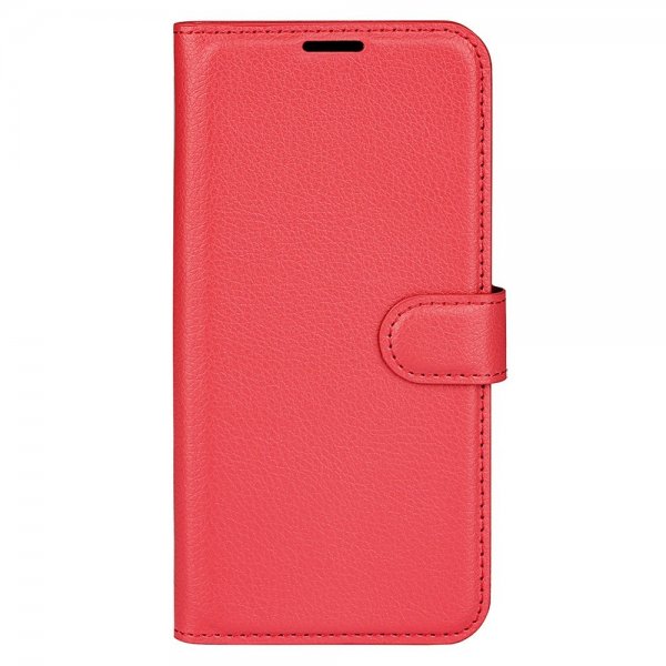 iPhone 15 Pro Etui Litchi Rød