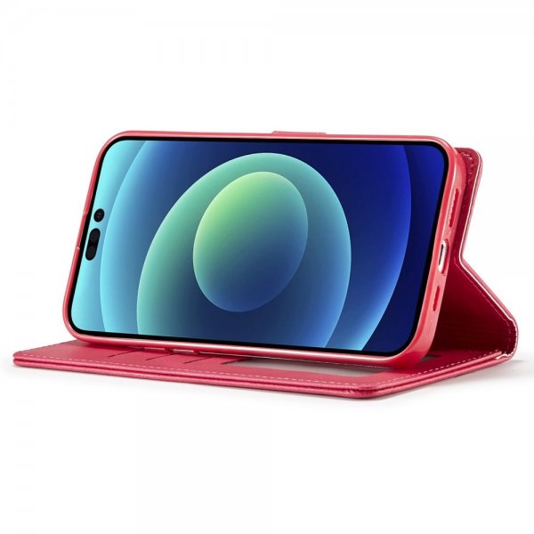 Lc.Imeeke iPhone 15 Pro Etui med Kortlomme stativfunksjon Magenta