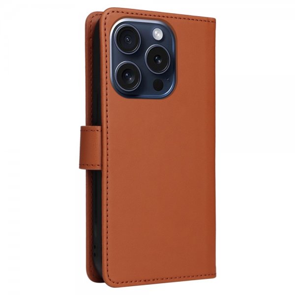 Betopnice iPhone 15 Pro Etui Avtagbart Deksel 005 Brun