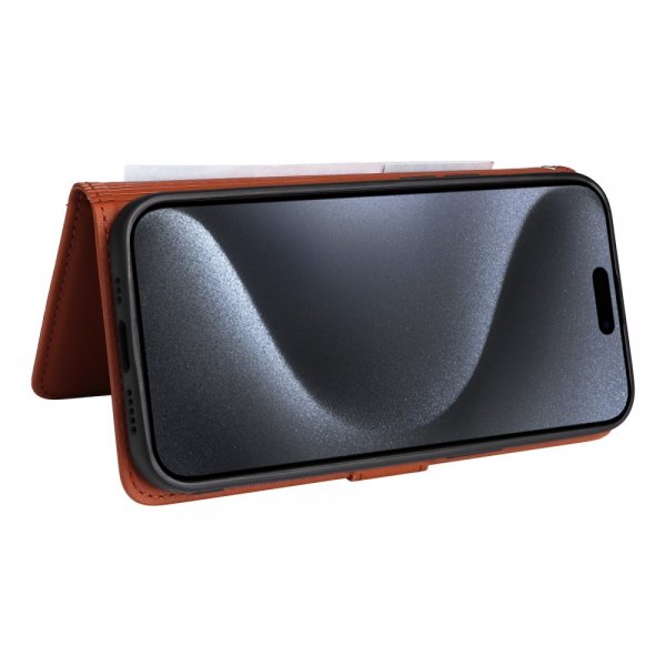 Betopnice iPhone 15 Pro Etui Avtagbart Deksel 005 Brun