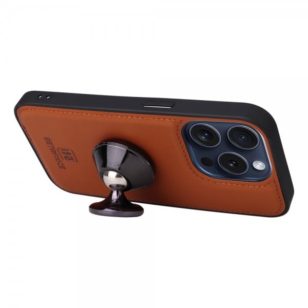 Betopnice iPhone 15 Pro Etui Avtagbart Deksel 005 Brun