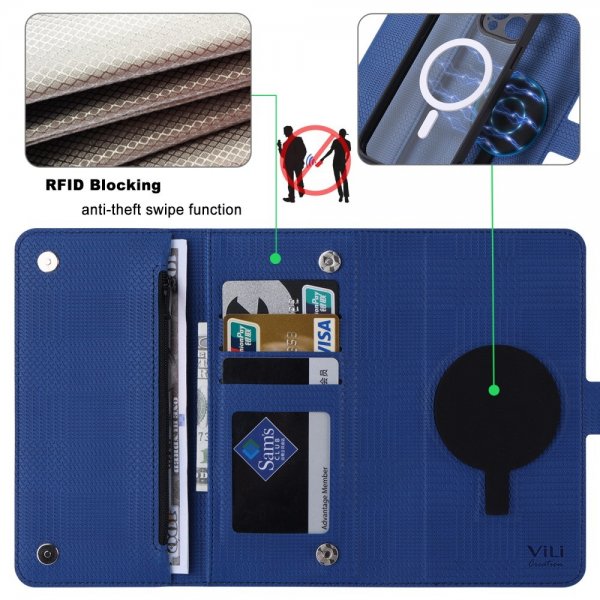 VILI iPhone 15 Pro Etui Avtagbart Deksel GHB Series MagSafe Blå