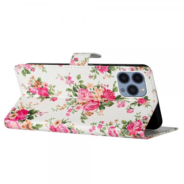 iPhone 15 Pro Etui Motiv Røda Blomster