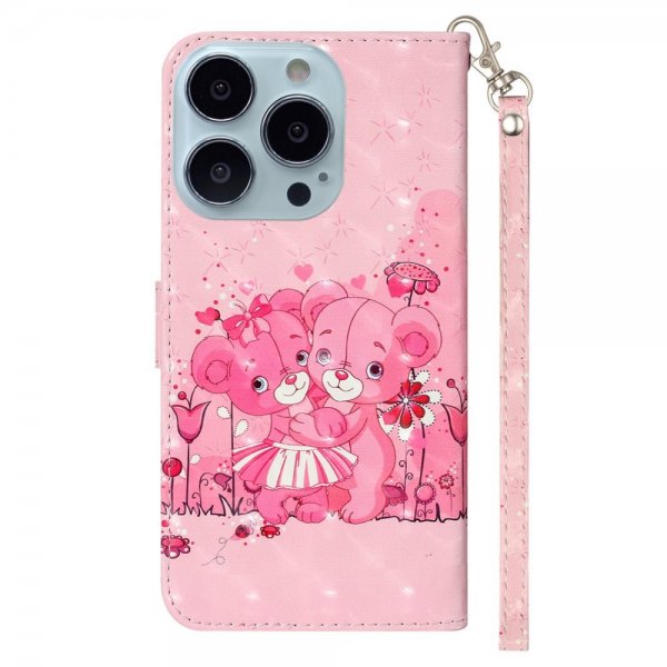 iPhone 15 Pro Etui Motiv Rosa Teddybjørn