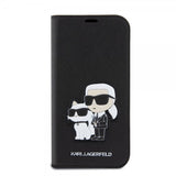 Karl Lagerfeld iPhone 15 Pro Etui NFT Karl & Choupette Patch Saffiano Svart