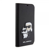 Karl Lagerfeld iPhone 15 Pro Etui NFT Karl & Choupette Patch Saffiano Svart
