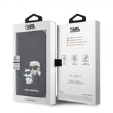 Karl Lagerfeld iPhone 15 Pro Etui NFT Karl & Choupette Patch Saffiano Svart