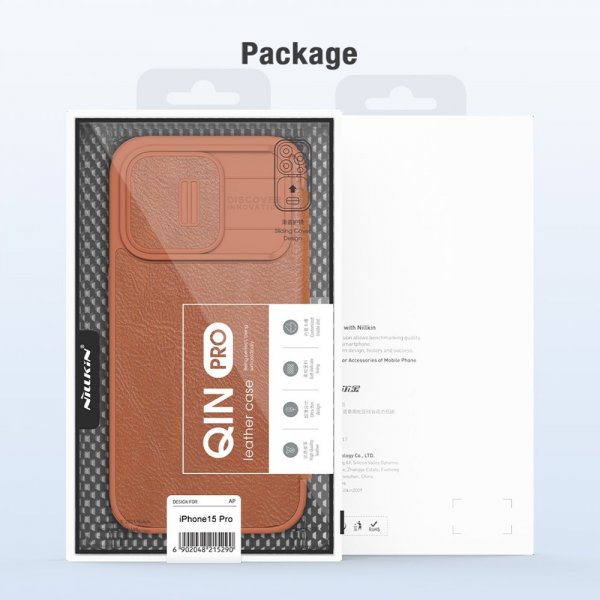 Nillkin iPhone 15 Pro Etui Qin Pro Series Rød