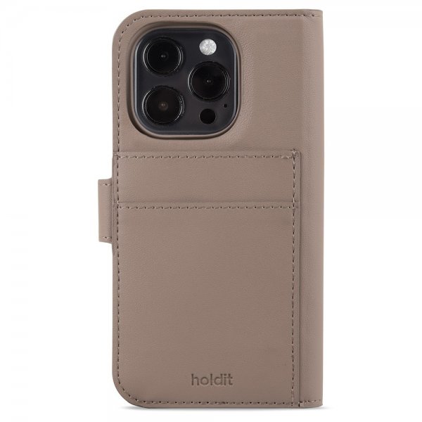 holdit iPhone 15 Pro Etui Wallet Case Magnet Plus Mocha Brown