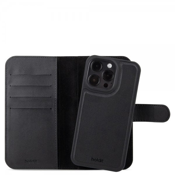 holdit iPhone 15 Pro Etui Wallet Case Magnet Plus Svart