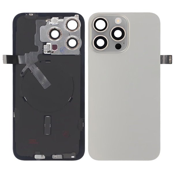 iPhone 15 Pro Max bakside glass komplett OEM - naturlig titan