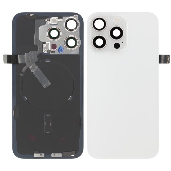 iPhone 15 Pro Max Bakside Glass Komplett OEM - Titanhvit