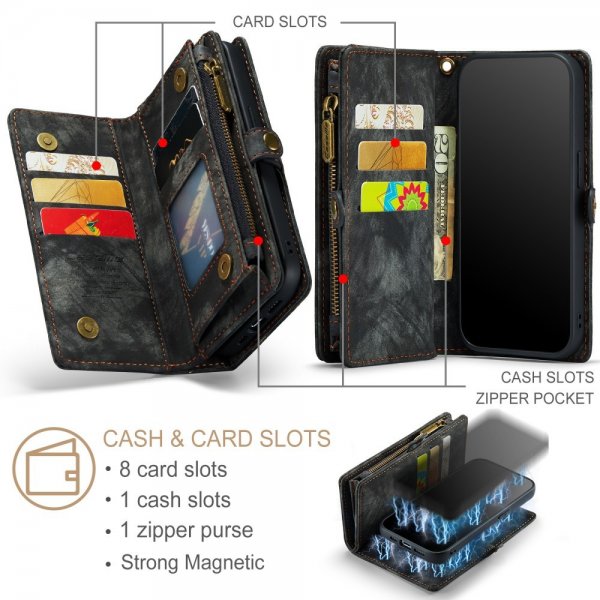 CaseMe iPhone 15 Pro Max Etui 008 Series Avtakbart Deksel Svart