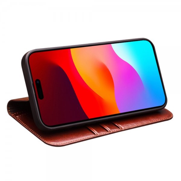 Qialino iPhone 15 Pro Max Etui Brun
