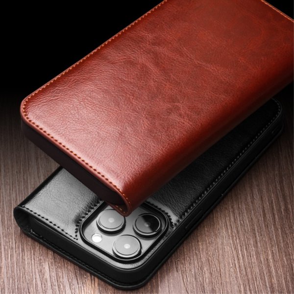 Qialino iPhone 15 Pro Max Etui Brun