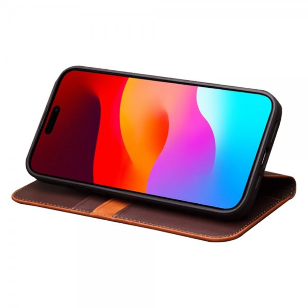 Qialino iPhone 15 Pro Max Etui Brun