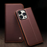 Qialino iPhone 15 Pro Max Etui Brun