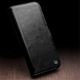 Qialino iPhone 15 Pro Max Etui Ekte Skinn Svart
