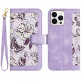 iPhone 15 Pro Max Etui Blomstermønster Lilla