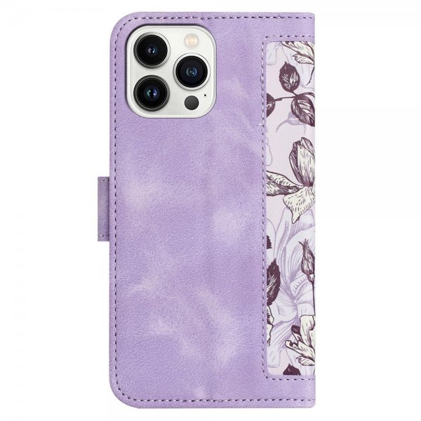 iPhone 15 Pro Max Etui Blomstermønster Lilla