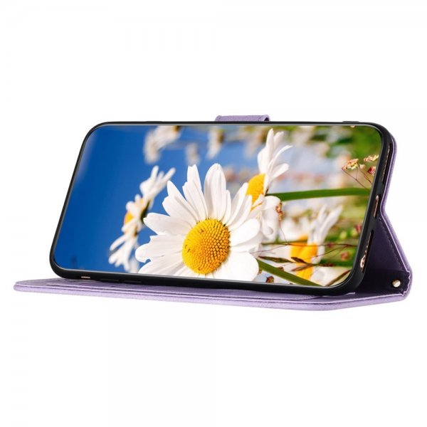 iPhone 15 Pro Max Etui Blomstermønster Lilla