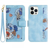 iPhone 15 Pro Max Etui Blomstermønster Lyseblå