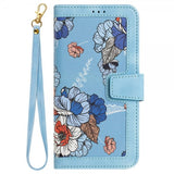 iPhone 15 Pro Max Etui Blomstermønster Lyseblå