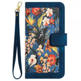 iPhone 15 Pro Max Etui Blomstermønster Mørkeblå