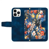 iPhone 15 Pro Max Etui Blomstermønster Mørkeblå