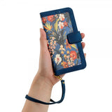 iPhone 15 Pro Max Etui Blomstermønster Mørkeblå