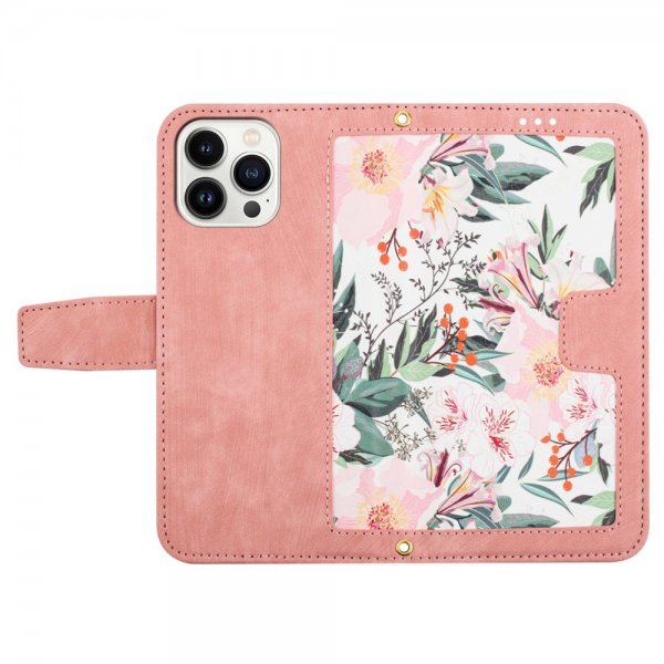 iPhone 15 Pro Max Etui Blomstermønster Rosa