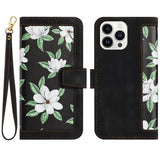iPhone 15 Pro Max Etui Blomstermønster Svart