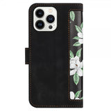 iPhone 15 Pro Max Etui Blomstermønster Svart