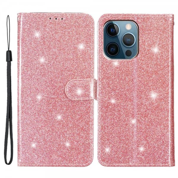 iPhone 15 Pro Max Etui Glitter Rosegull