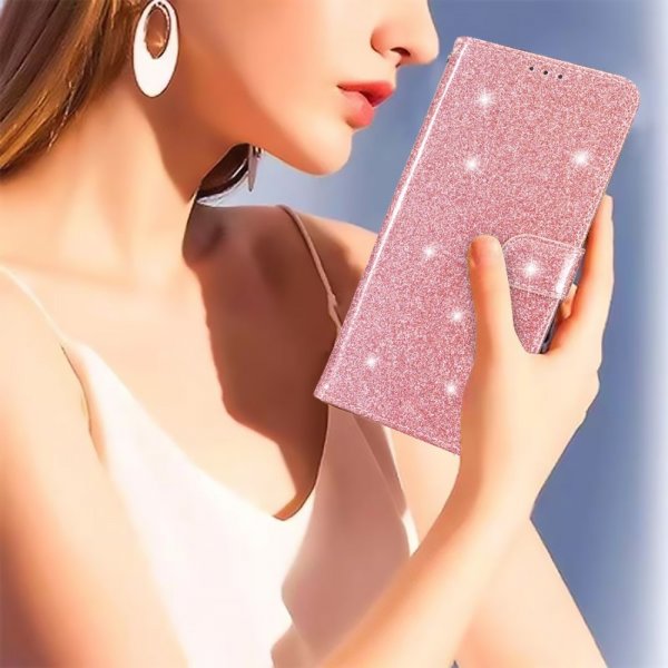 iPhone 15 Pro Max Etui Glitter Rosegull
