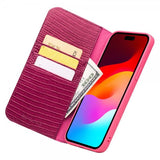 Qialino iPhone 15 Pro Max Etui Krokodille tekstur Rosa