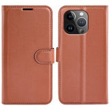 iPhone 15 Pro Max Etui Litchi Brun