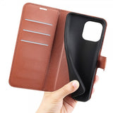 iPhone 15 Pro Max Etui Litchi Brun