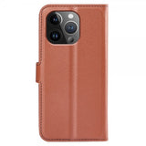 iPhone 15 Pro Max Etui Litchi Brun