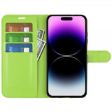 iPhone 15 Pro Max Etui Litchi Grønn