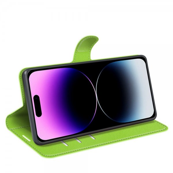 iPhone 15 Pro Max Etui Litchi Grønn
