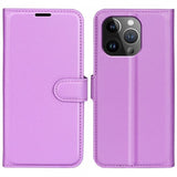 iPhone 15 Pro Max Etui Litchi Lilla