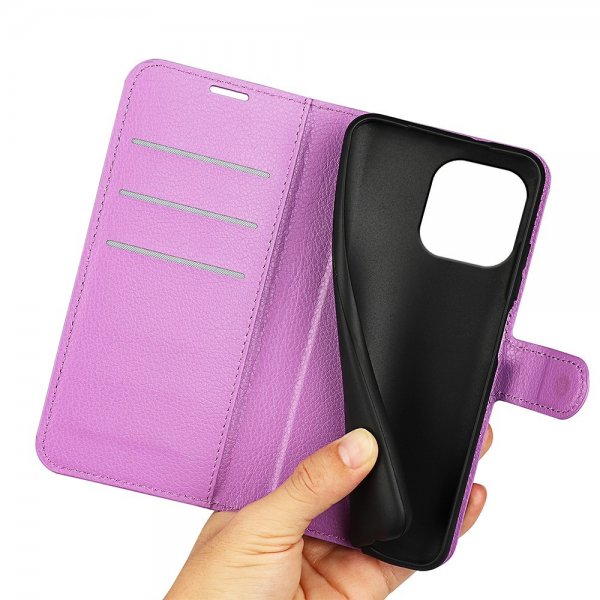 iPhone 15 Pro Max Etui Litchi Lilla