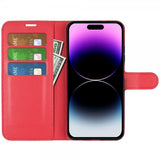 iPhone 15 Pro Max Etui Litchi Rød