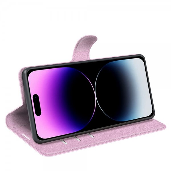 iPhone 15 Pro Max Etui Litchi Rosa