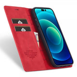 Lc.Imeeke iPhone 15 Pro Max Etui med Kortlomme flipp Rød