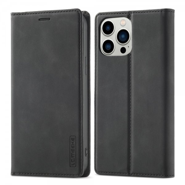 Lc.Imeeke iPhone 15 Pro Max Etui med Kortlomme flipp Svart
